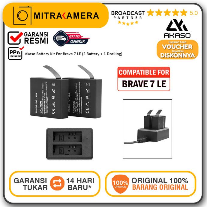 Akaso Battery Kit For Brave 7 LE (2 Battery + 1 Docking)