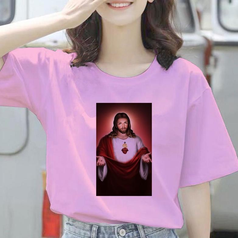 Sale Baju Kaos Rohani Yesus Kristen Keluarga Wanita Jumbo Oversize Lengan Pendek Viral 