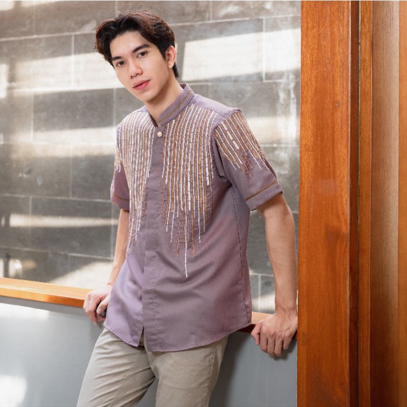 Kemeja Bordir Pria NUC.ID Oman 05 (Dusty Purple)