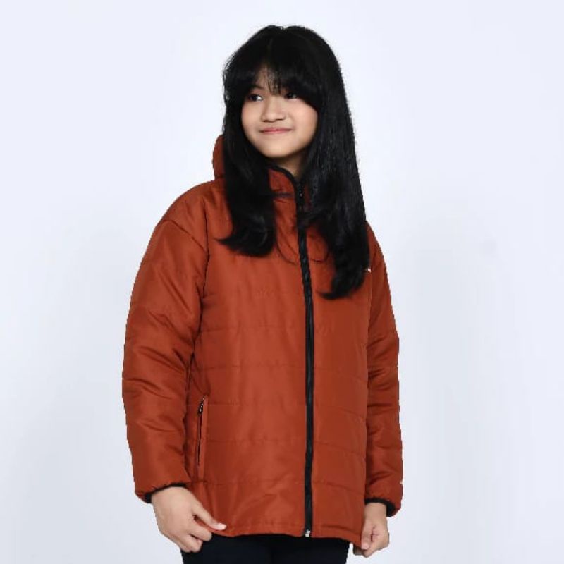 Jaket kembung anak-jaket puffer synthelic down-jaket anak musim dingin-warna maroon
