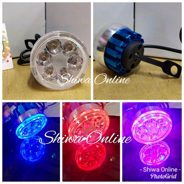 Lampu Tembak Sorot 6 Mata RGB - Lampu Tembak Jepit spion Bulat - Lampu Tembak 6 Led Bulat