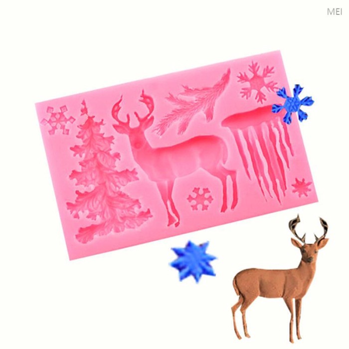 

z1m 1pcs Cermin Elk/Snowflake/Pohon Natal Cetakan Silikon Kerajinan Limited Stock