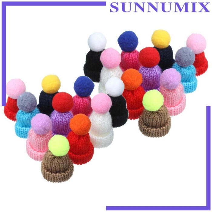 

20x Topi Rajut Boneka Mini Aneka Warna Aksen Bola Rambut Untuk Natal Limited Stock