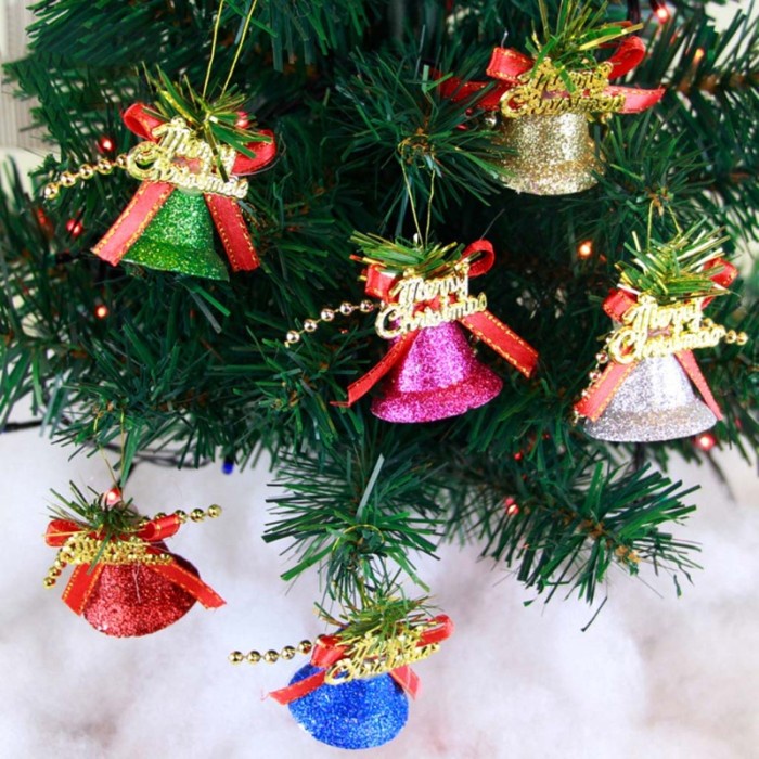 

6pcs / Set Hiasan Gantung Pohon Natal Bentuk Lonceng Aksen Glitter Limited Stock