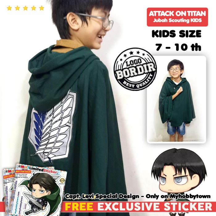 [ORIGINAL] Jubah Attack On Titan AOT Shingeki no Kyojin SNK Survey Corps ANAK