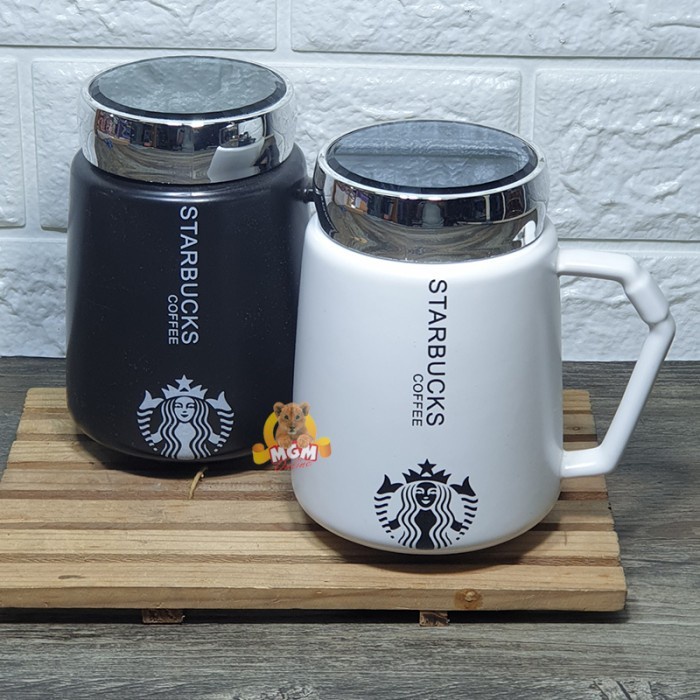 GELAS STARBUCKS KERAMIK JUMBO 550ML MUG STARBUCKS DENGAN TUTUP KACA