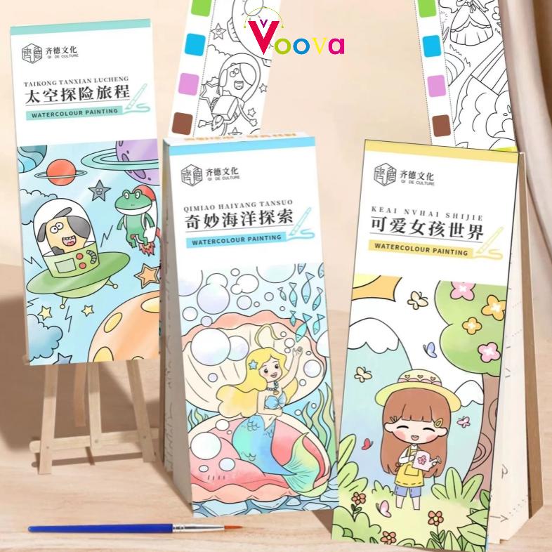 

VOOVA Kertas Mewarnai / Buku Cat Mewarnai Kecil / Watercolour painting Book Colouring