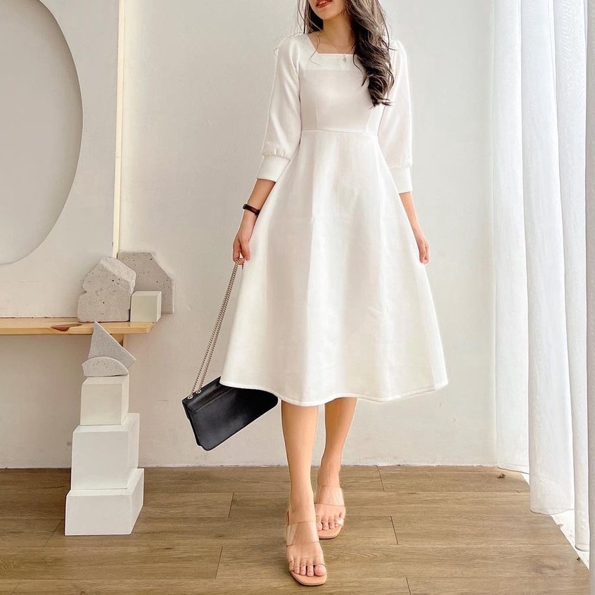 Dress Natal Wanita Dewasa 2024 Panjang Terbaru 2023 Pakaian Pesta Midi Rok Perempuan Bahan Adem Long