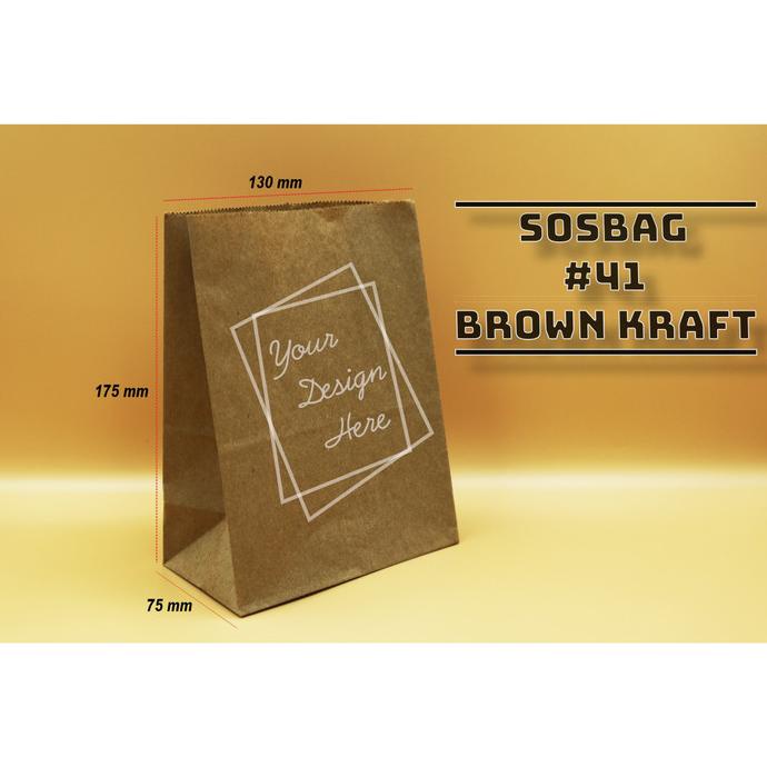 

PAPER BAG - SOS BAG KODE 41 - BROWN KRAFT KANTONG KERTAS ROTI - 100PCS