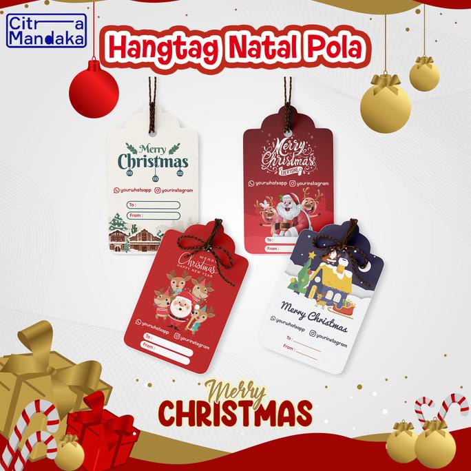 

Hang Tag Natal Custom Pola 1 Sisi Label Hampers Merry Christmas Parcel