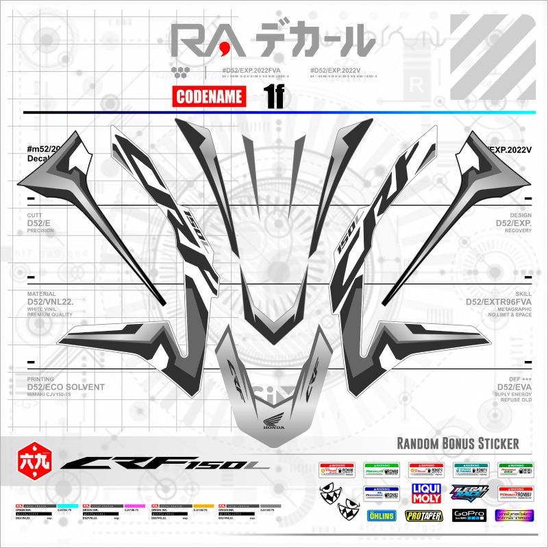 DEKAL STICKER STRIPING CRF 150 L /Stiker Motor LIS STANDAR ORI HONDA CRF VAREASI