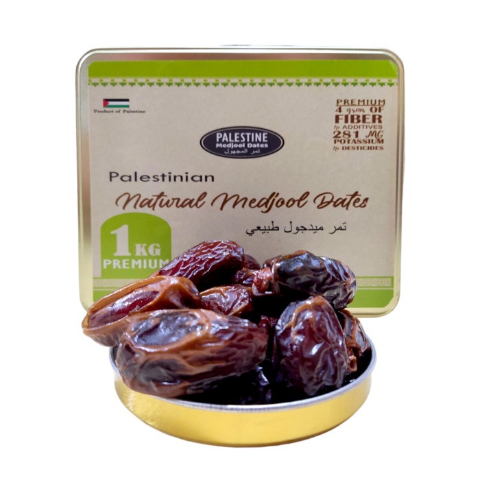 

Kurma Medjool Palistine Kemasan Premium Kaleng kotak 1kg