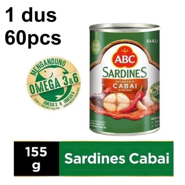 

SARDEN ABC SAUS CABAI 155GR / SARDINES ABC CABAI / 1 DUS 60PCS