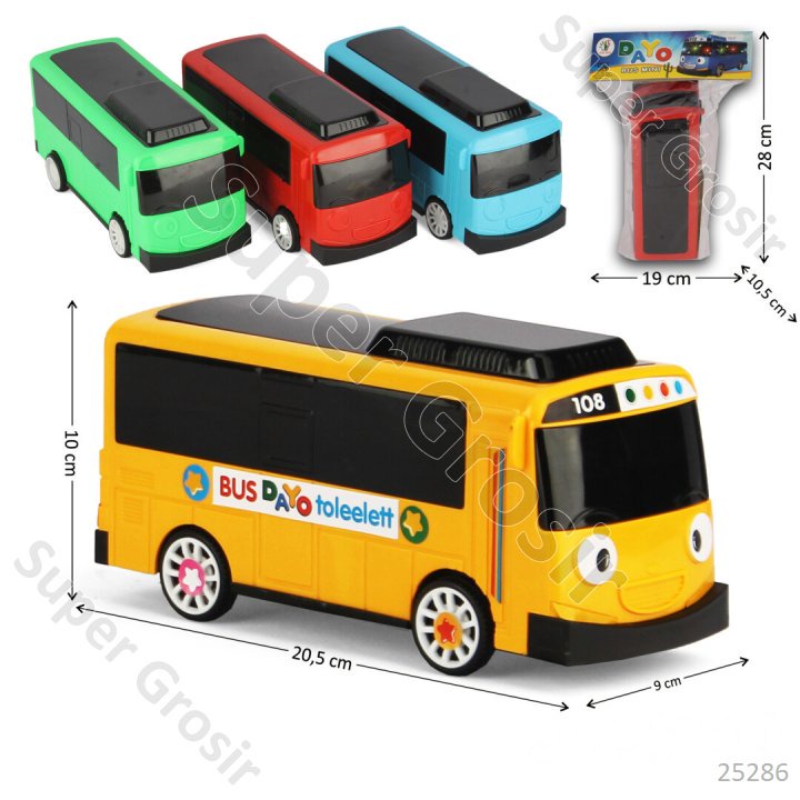 Mainan Anak Mainan Mobil Bus Mainan Bus 20,5 cm F/W Karakter Mirip Tayo Dayo Bus Mini