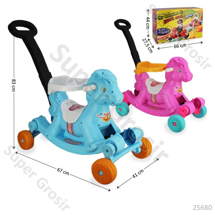 Mainan Anak Tunggangan Ayun Kuda 2 In 1 B/O Musik Lampu + Dorongan My Running & Rocking Horse 281M-C