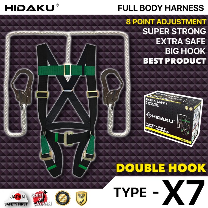 [Ori] Hidaku Full Body Harness Type X7 Double Hook / Safety Belt Hidaku X7 Terbatas