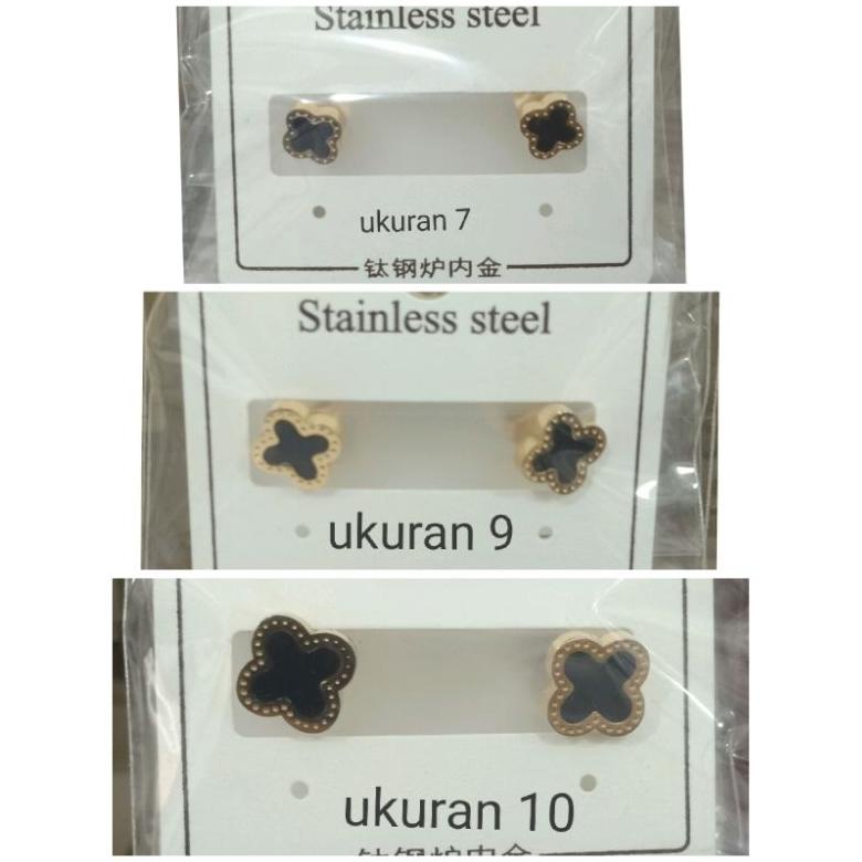 ORI RJ014. ANTING TUSUK TITANIUM WANITA MOTIF CLOVER NOVEMBER CERIA UNTUK ANDA