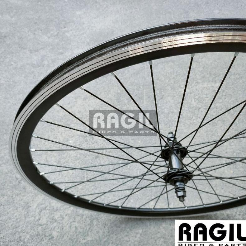 Bisa COD WHEELSET VELG 26 ATLANTIS DOUBLE WALL ALLOY RIM RIMS 26" INCH DEPAN DAN BELAKANG HITAM SEPE