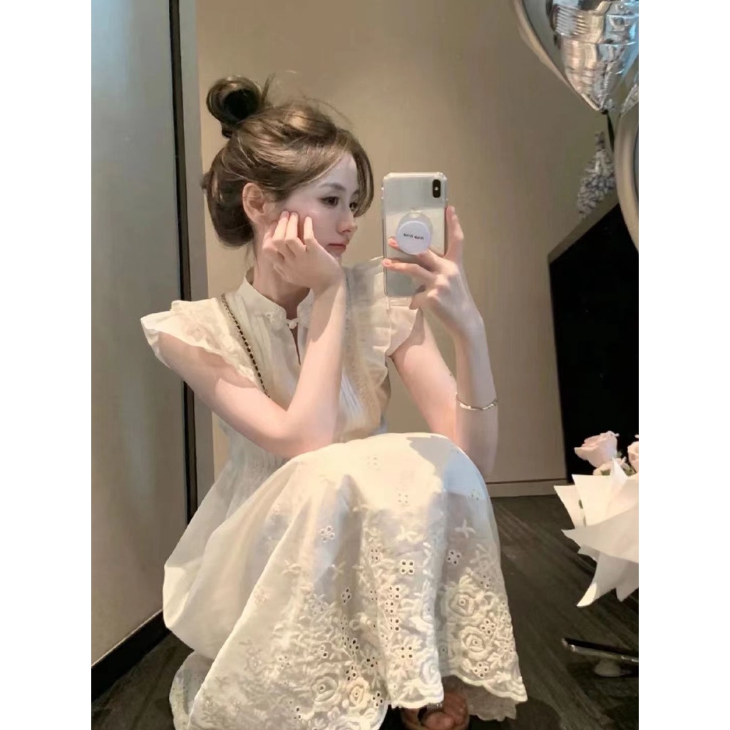 Women's French Retro Flying Sleeve Dress