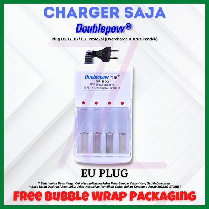 Doublepow Charger + 4 Baterai Aa / Aaa / Paket Baterai Cas Doublepow