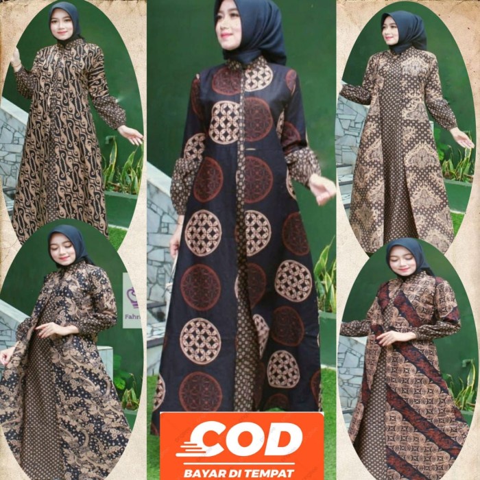 Gamis Batik Kombinasi Terbaru 2022 - Gamis Batik Wanita Cod