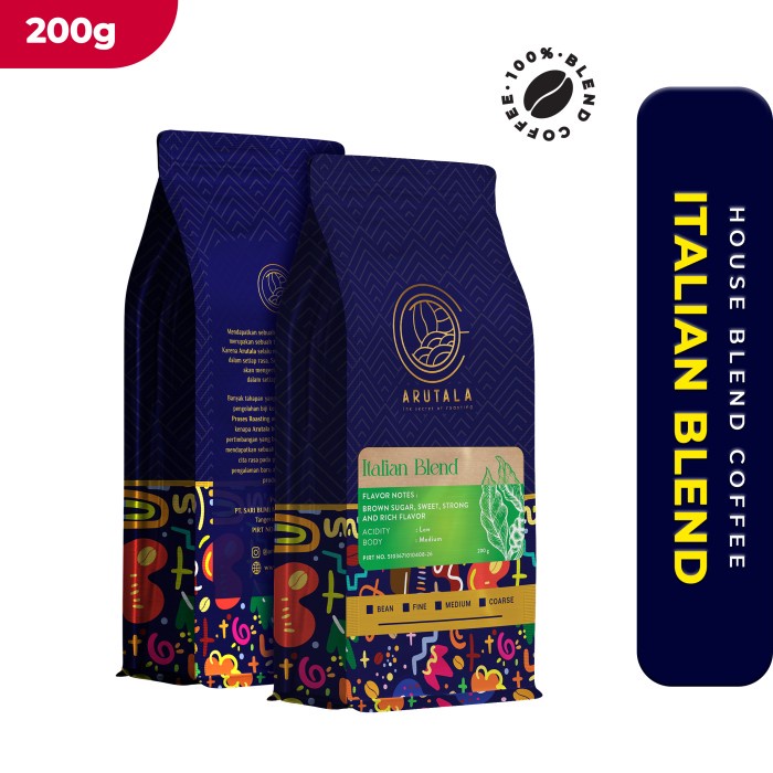 

Arutala Kopi Italian Blend For Espresso Coffee 200 Gram