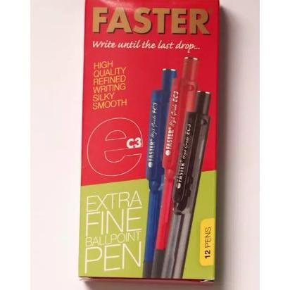 

BOLPEN FASTER CETEK EC3 0.7 MM HITAM PULPEN BALLPOINT EXTRA FINE ANTI MACET PREMIUM ORIGINAL MURAH EC 3