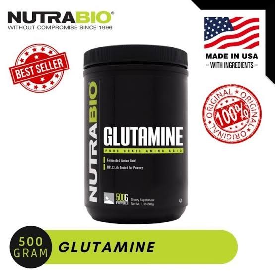 Nutrabio 100% L-Glutamine 500g - 100 servings Pure L Glutamine