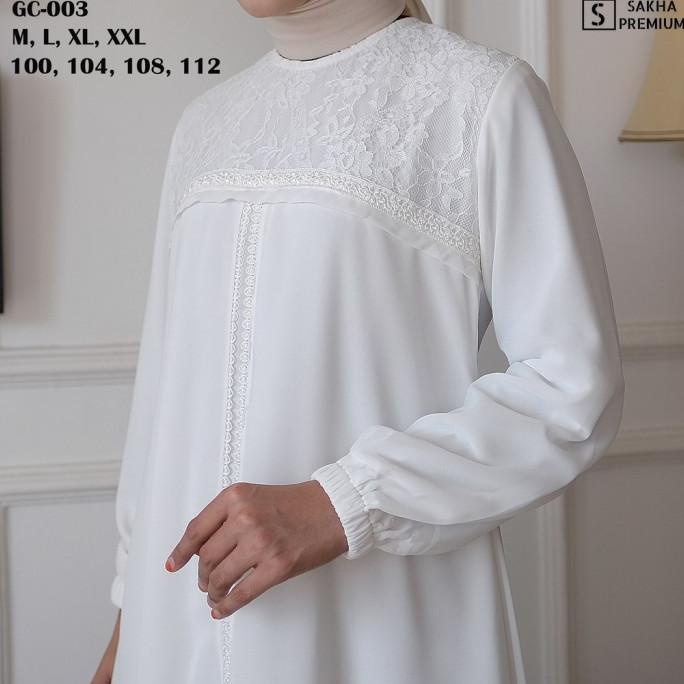 Seena - GC 03 BAJU GAMIS PUTIH WANITA BRUKAT GAMIS PUTIH CERUTI JUMBO