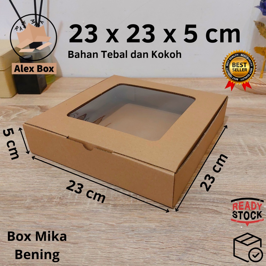 

Kardus Mika 23 x 23 x 5 cm... model diecut, untuk kue hampers dll