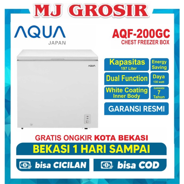 Terbaru Aqua Aqf 200 W Chest Freezer Box 200 L Lemari Pembeku 200 Liter Promo Terlaris