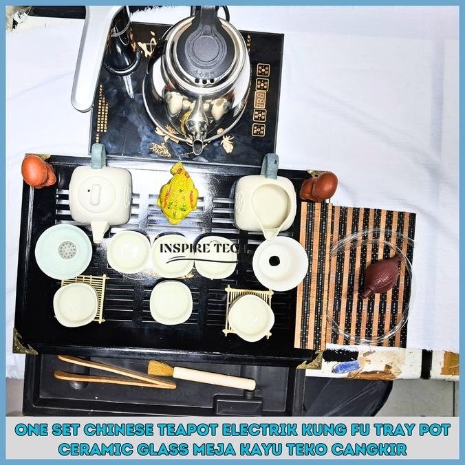 CHINESE TEAPOT WHITE SET COMPLETE TRAY SET MEJA ALAT SEDUH TEH HERNANDUSANDRE