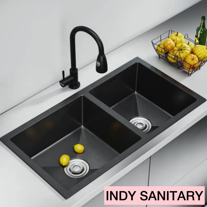 BAK CUCI PIRING Kitchen Sink Black 8245 Valpra / Sink Hitam 2 Lubang