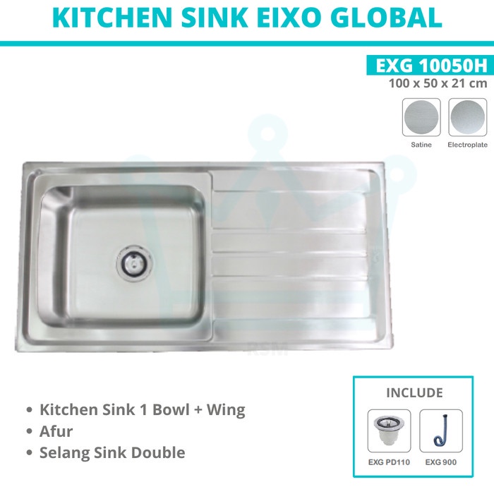[Baru] Kitchen Sink Bak Cuci Piring Eixo Global Exg 10050H Bak 1 Sayap Lebar Limited