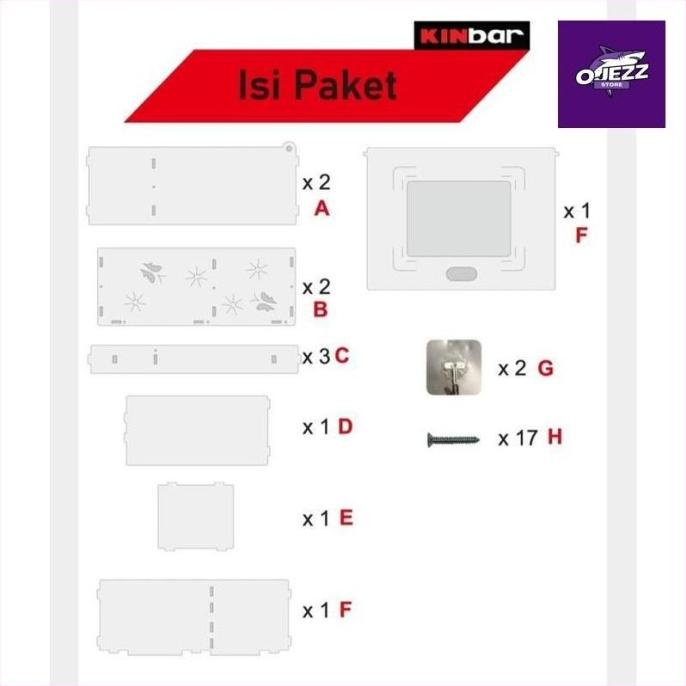 Rak Dinding Toilet Dengan Cermin Persegi M969