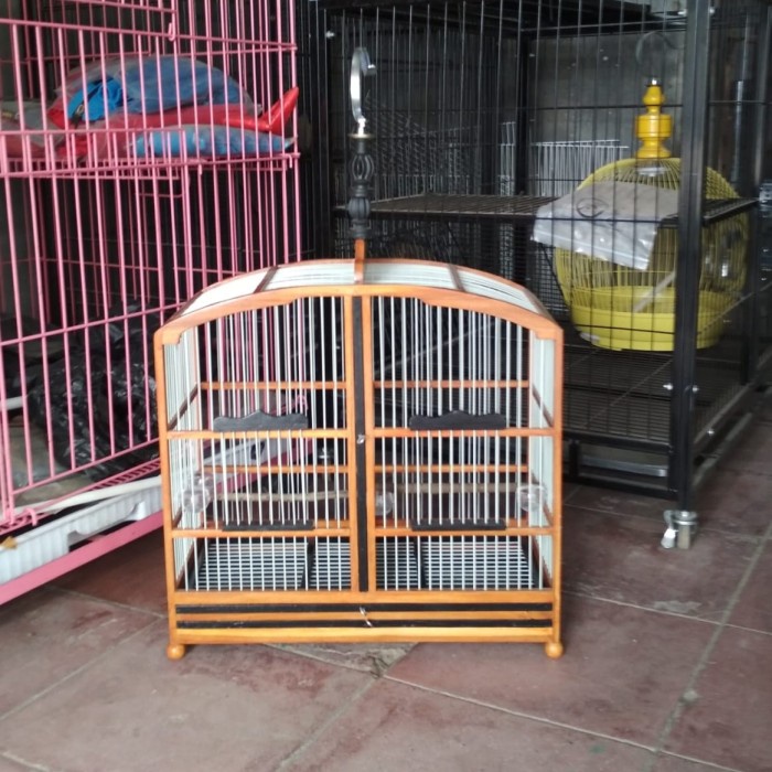 Promo Kandang Burung Sekat Kayu Jati Jari Jari Fiber P 45Cmxl22Cmxt42Cm