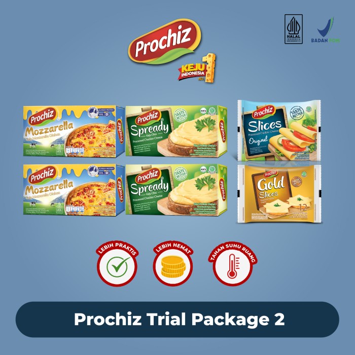 

Terbaru Keju Prochiz Trial Package (Cheddar & Gold Slice, Spready, Mozzarella) Promo Terlaris