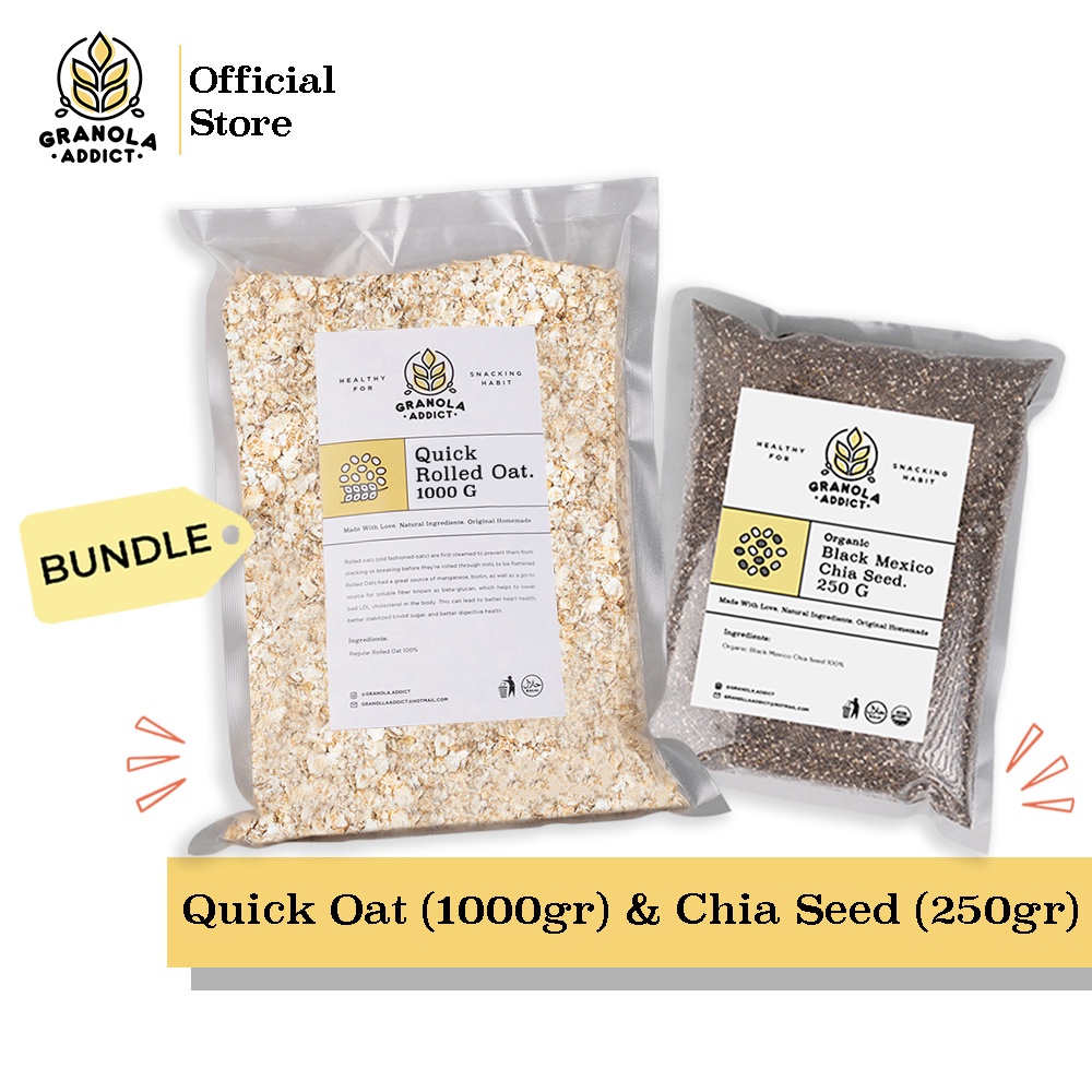 

Granola Addict - Paket Qui Rolled Oat 1Kg + Chia Seed 250G