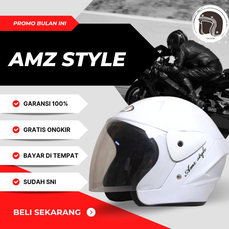 HELM PRIA WANITA DEWASA REMAJA HIJAB POLOS SNI BERKUALITAS BERAGAM WARNA  EVO AMZ STYLE  (BISA BAYAR