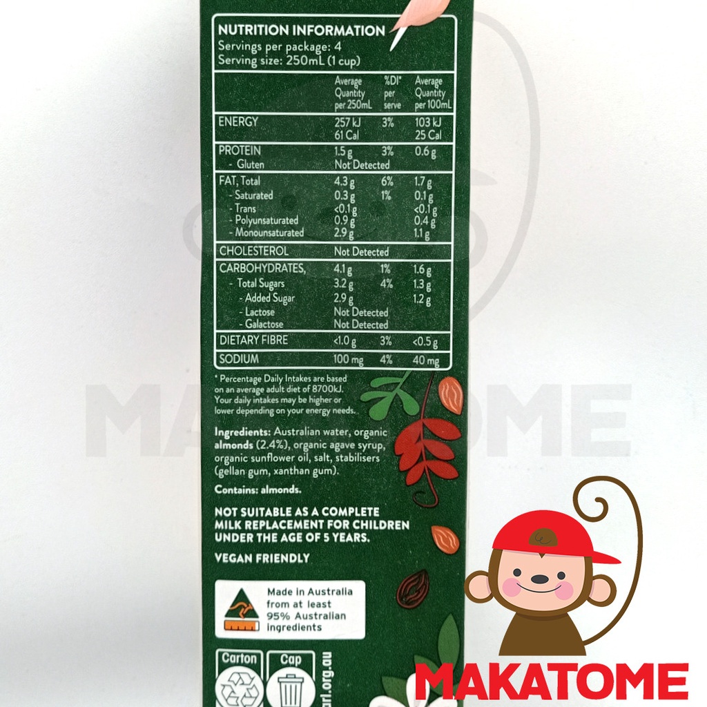 

Australia'S Own Organic Almond Lk 1L 1 Liter Susu Organik Australias 1000 Ml 1000Ml