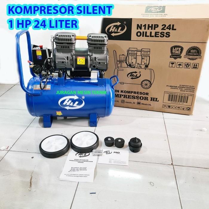 Gojek H&L Kompresor Silent 1Hp 24 L Tanpa Oli Kompresor Hl 1 Hp 24L