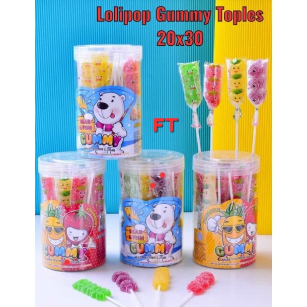 

Permen K Gummy Lollipop Toples 30 Pcs