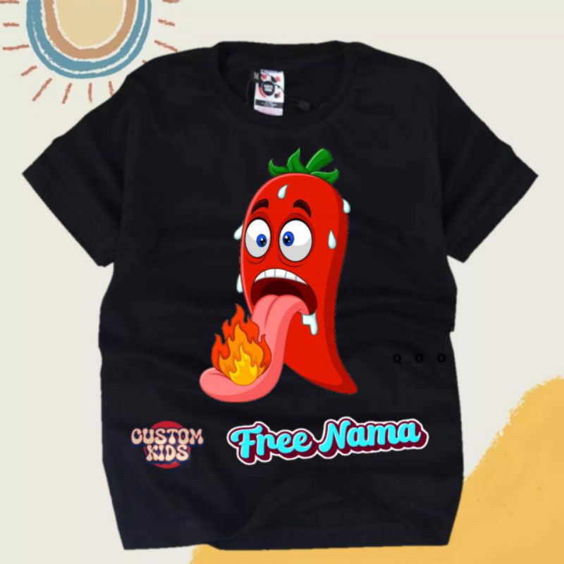 Kaos anak cabai pedas cabe keriting lucu free cetak nama
