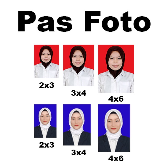 Cetak pas Foto 2x3 / 3x4 / 4x6_Free ganti Background Merah atau Biru