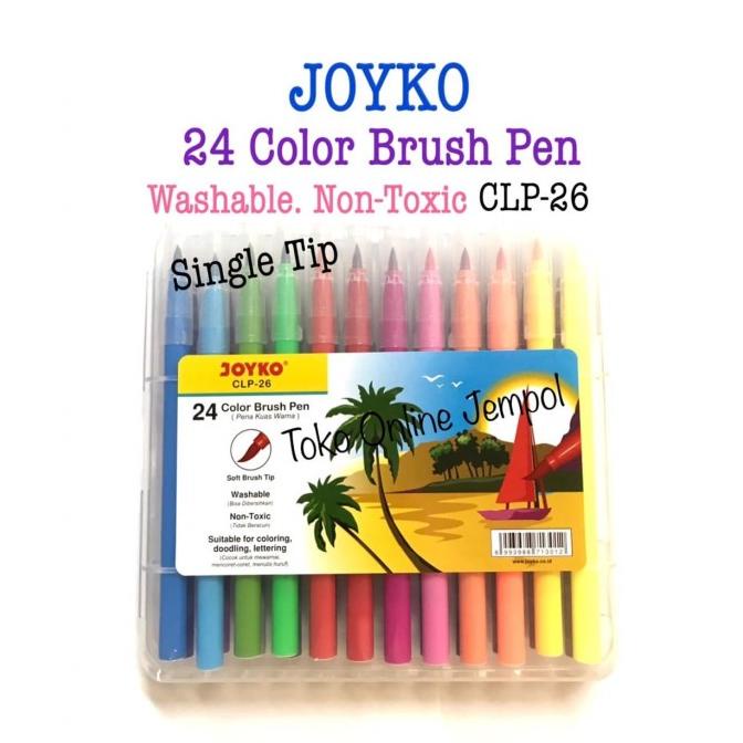

24 Color Brush Pen JOYKO Single Tip Pena Kuas Warna CLP-26 ATK1037JY