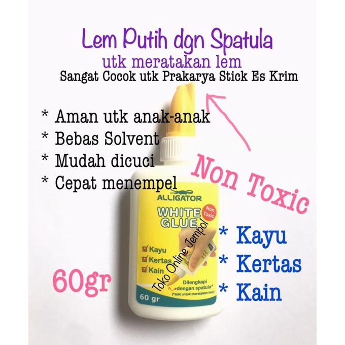 

60gr Lem Putih Lem Kayu Stick Es Krim Alligator 378860 Kain ATK1237AG