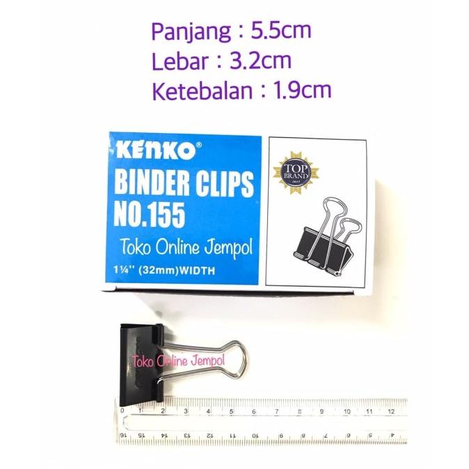 

ATK812KN isi 12 buah no.155 KENKO Binder Clip 155 Klip Penjepit Kertas