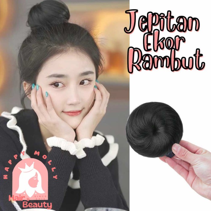 Fun Bun Wig Cepol - Jepitan Konde Rambut Wanita Korea - Sanggul W8169
