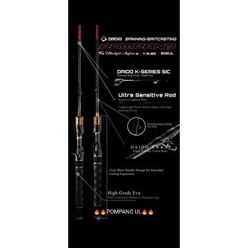 Alat Pancing Joran Casting Daido Pompano 1-3Lb 180Cm Spinning Walesan
