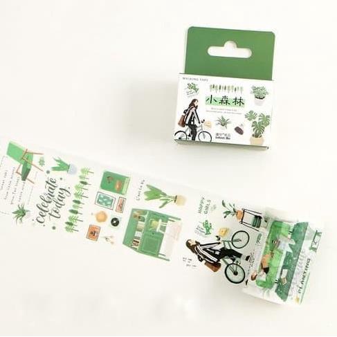 

GREEN Sepeda Daily Activities Masking Washi Tape Selotip Solasi Lucu